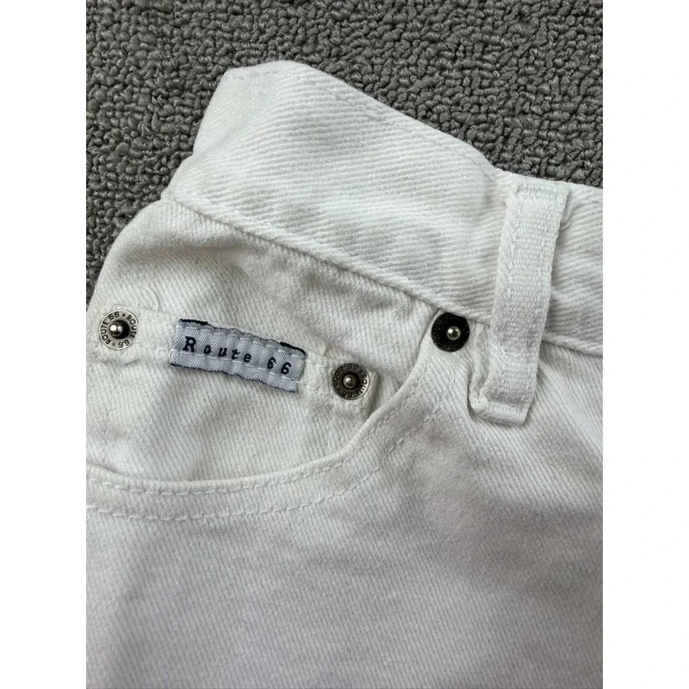 Vintage Route 66 Shorts Women 11/12 White Relaxed Fit‎ Denim High Waisted Cuffed